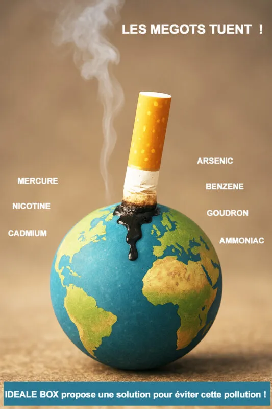 Les mégots tuent la terre !  idealebox.com cendrier de poche