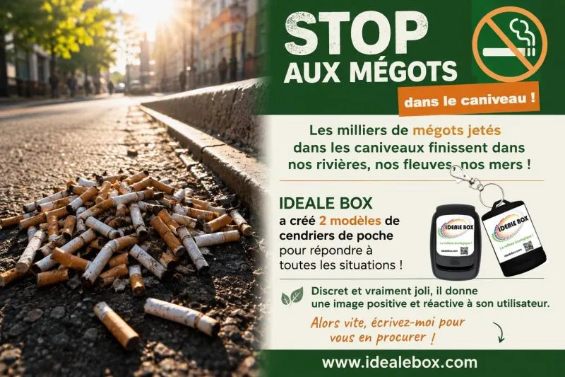 STOP AUX MÉGOTS DANS LES CANIVEAUX : ADOPTONS LE CENDRIER DE POCHE IDEALE BOX !